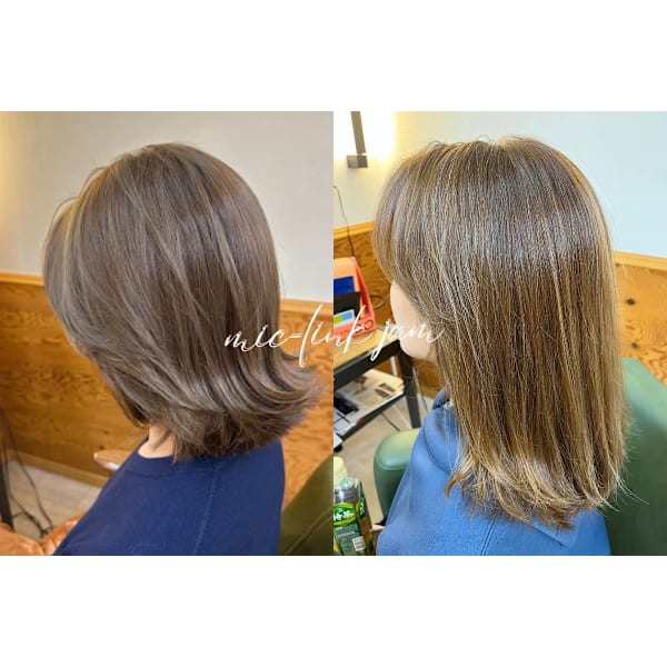 【カラーケアコース】デザインカット＋再生剤カラー(明るめからナチュラル色味)＋集中tr¥13000
