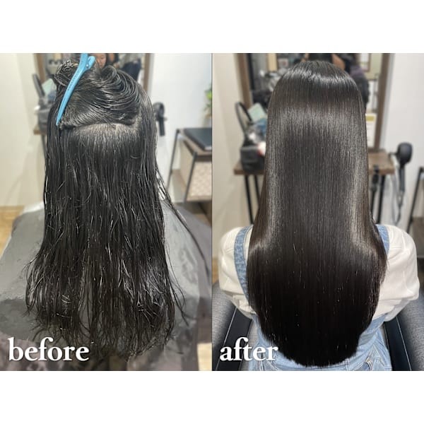 【乾かすだけでまとまる艶髪】 ［髪の骨格から整える］美髪ストレート+カット
