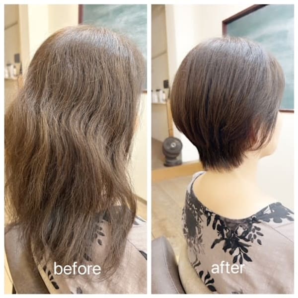 【ダメージを抑えて白髪ケア】カット＋オーガニックグロスカラー（リタッチ）