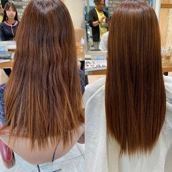 縮毛矯正＋全体ヘアカラー＋最高級ハホニコトリートメント19800円