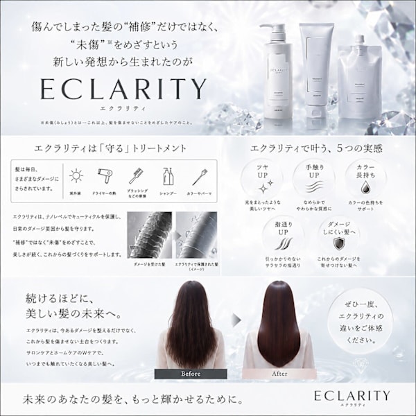 【新導入 未傷という新発想】 カット＋透明感カラー＋エクラリティTR 12980円