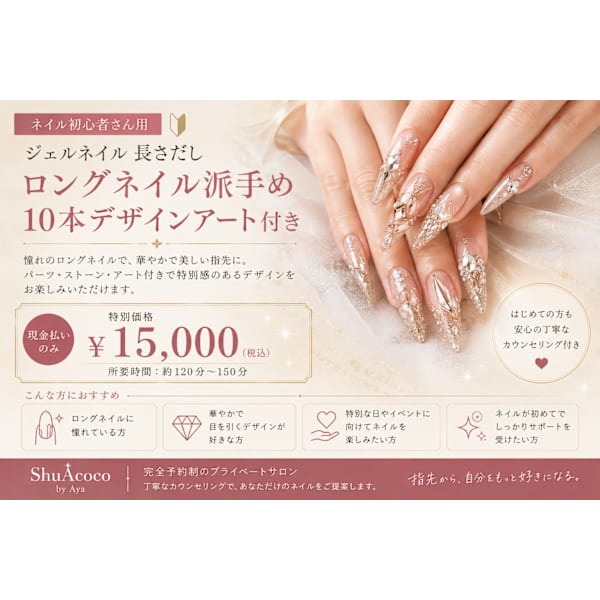 初心者さん ジェルネイル長さだし10本アート