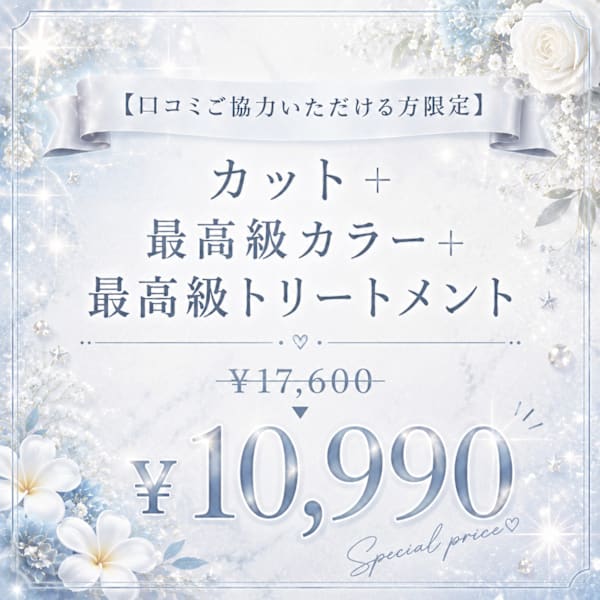【パサつきケア♪】カット+透明感カラー+うる艶TR ￥17,600→￥10,990