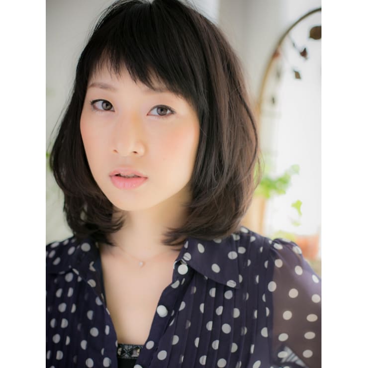 短め前髪が可愛い 個性派 黒髪ミディー Cover Hair Bliss 北浦和西口店 カバーヘアブリス キタウラワニシグチテン のヘアスタイル 美容院 美容室を予約するなら楽天ビューティ