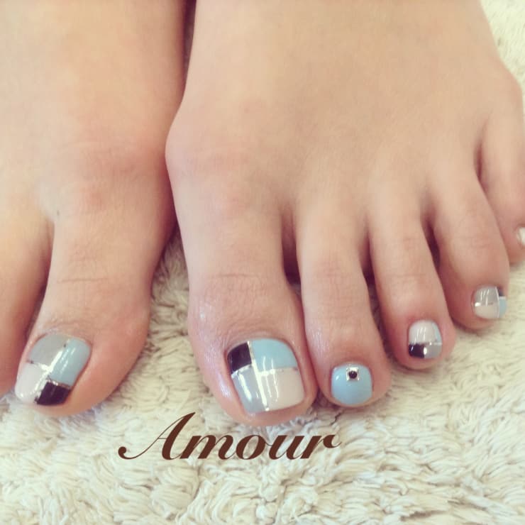 春フットネイル ブロッキングネイル ネイルサロンａｍｏｕｒ 田町 ネイルサロンアムールタマチ のネイルデザイン ネイル まつげサロンを予約するなら楽天ビューティ