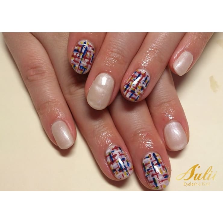 レトロpopカラー ツイード A Ulii Nail アウリー のネイルデザイン ネイル まつげサロンを予約するなら楽天ビューティ
