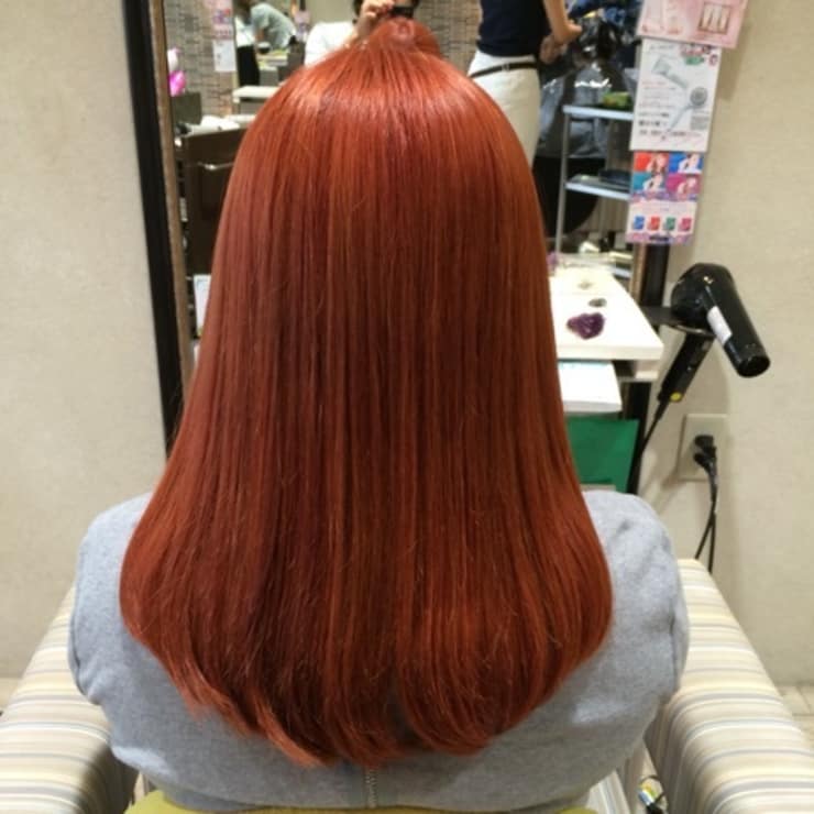 暗髪 ブリーチ レッドオレンジ ダブルカラー Trico 梅田店 トリコ のヘアスタイル 美容院 美容室を予約するなら楽天ビューティ