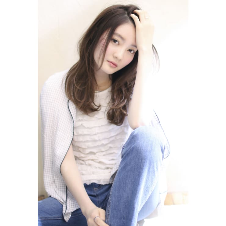 かきあげ無造作ウェーブセミディ中村アン風 Y １２０ Alice By Afloat アリスバイアフロート のヘアスタイル 美容院 美容室を予約するなら楽天ビューティ