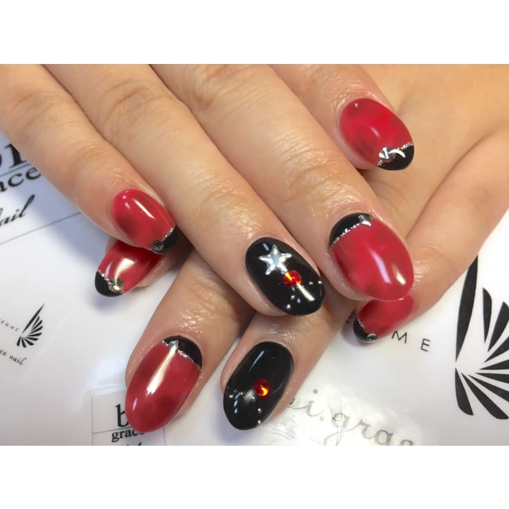 赤タイダイネイル ご新規様 00コース Bi Grace Nail ビ グレイスネイル のネイルデザイン ネイル まつげサロンを予約するなら楽天ビューティ