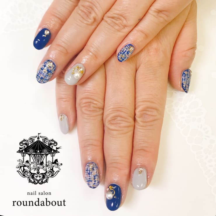 ツイードネイル Nailsalon Roundabout ネイルサロンラウンドアバウト のネイルデザイン ネイル まつげサロンを予約するなら楽天ビューティ