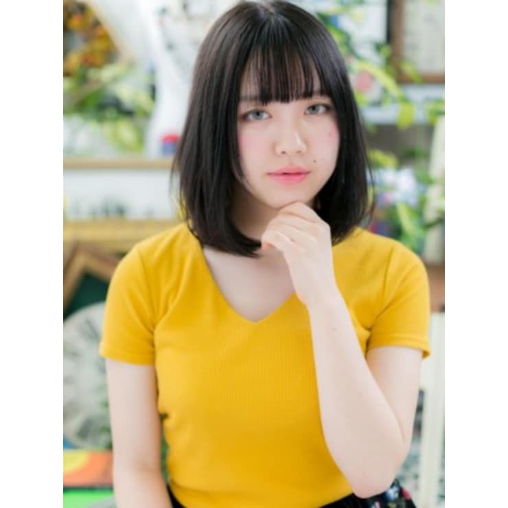 耳かけ シースルーバングで小顔見せ 黒髪ワンカールボブディ Cover Hair Spa Bliss 浦和西口店 カバーヘア アンド スパブリス ウラワニシグチテン のヘアスタイル 美容院 美容室を予約するなら楽天ビューティ
