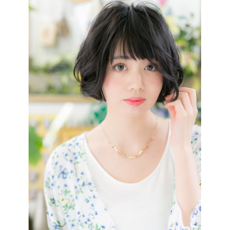 黒髪 ダークトーンのくせ毛風ふんわりパーマ ふんわりボブ Cover Hair Bliss 戸田公園西口店 カバーヘアブリス トダコウエンニシグチテン のヘアスタイル 美容院 美容室を予約するなら楽天ビューティ