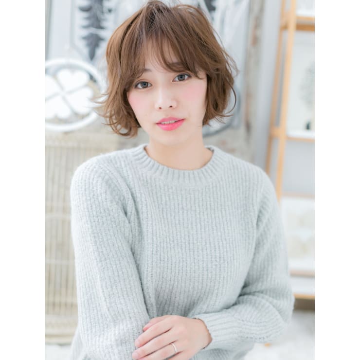 大人かわいい♪Aラインゆるふわ小顔ボブ エアリーウェーブ