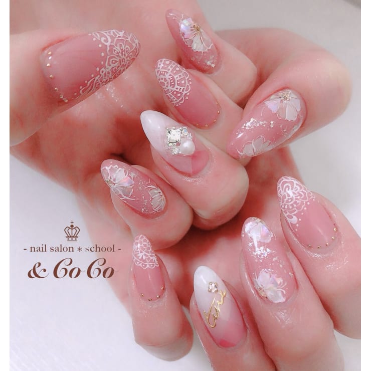 女子力全開 桜ネイル Nailsalon School Coco ネイルサロンスクールアンドココ のネイルデザイン ネイル まつげサロンを予約するなら楽天ビューティ