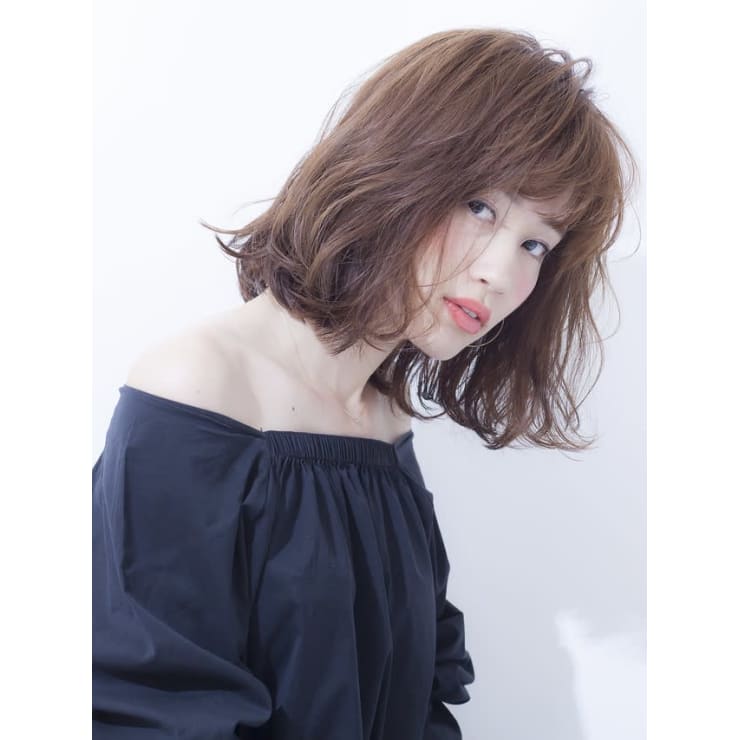 デジタルパーマ ワンレンミディ ラベンダーイルミナカラー Menon 茨木店 メノン イバラキテン のヘアスタイル 美容院 美容室を予約するなら楽天ビューティ