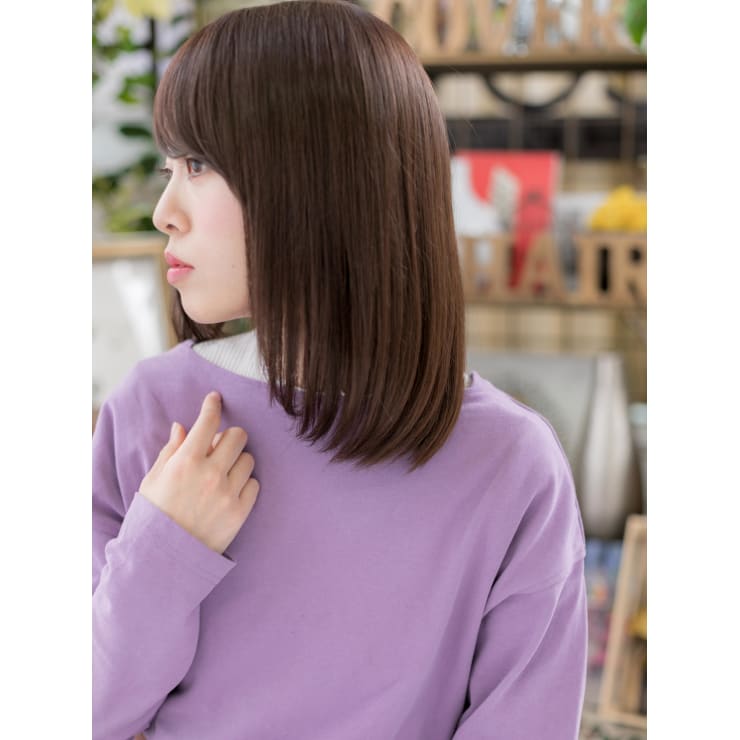 斜めバング 大人かわいい小顔ストレート フェミニンストレート Cover Hair Bliss 上尾西口店 髪質改善 縮毛矯正 ヘッドスパ カバーヘアブリス アゲオニシグチテン のヘアスタイル 美容院 美容室を予約するなら楽天ビューティ