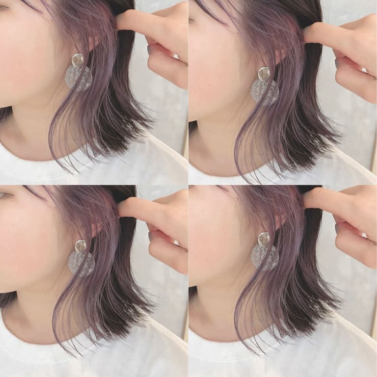 オシャレ すみラベンダーピンクのインナーカラー シェアサロン Emanon 新宿 シェアサロン エマノン シンジュク のヘアスタイル 美容院 美容室を予約するなら楽天ビューティ