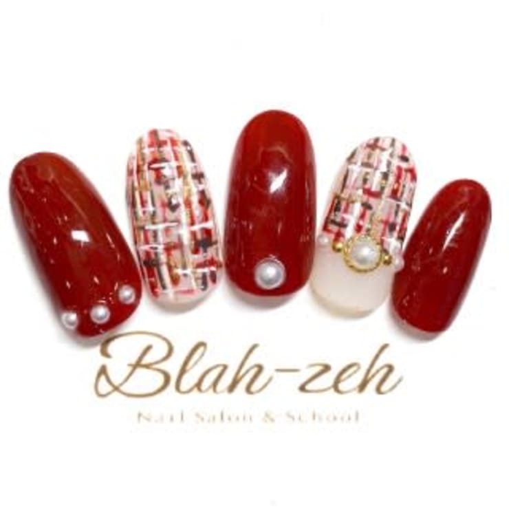 冬の新作 ツイード柄ネイル Blah Zeh ブラゼ のネイルデザイン ネイル まつげサロンを予約するなら楽天ビューティ