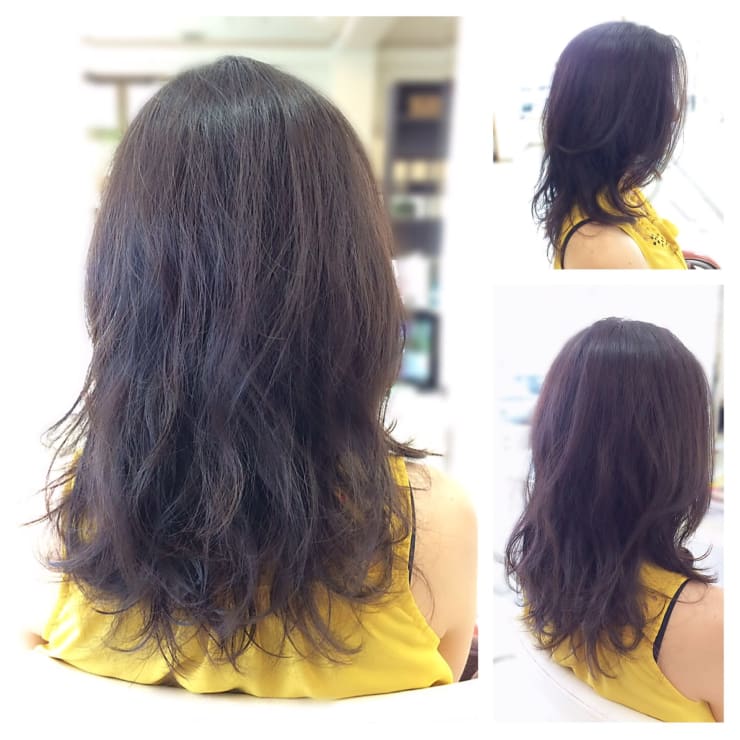 小顔 大人セミロング ゆるふわ デジタルパーマ | Hair VERDE(ヘアー