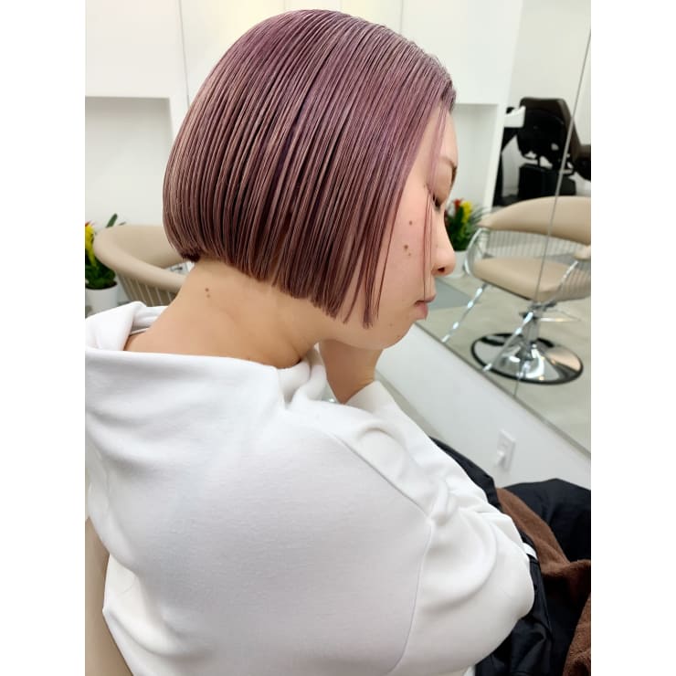 ピンクベージュボブ Hh エイチエイチ のヘアスタイル 美容院 美容室を予約するなら楽天ビューティ