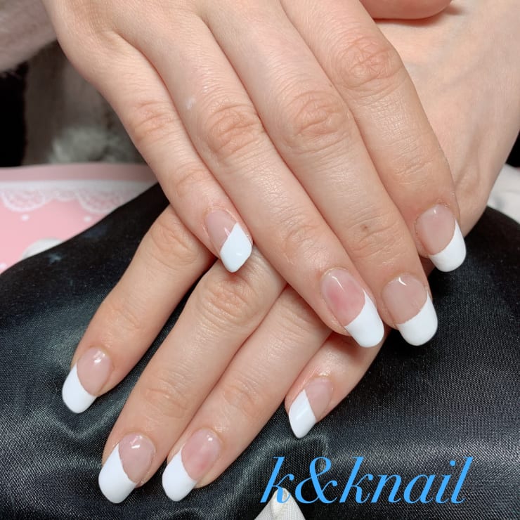 ジェリプ長さ出し斜カーブフレンチ | K＆K Nail(ケイアンドケイネイル