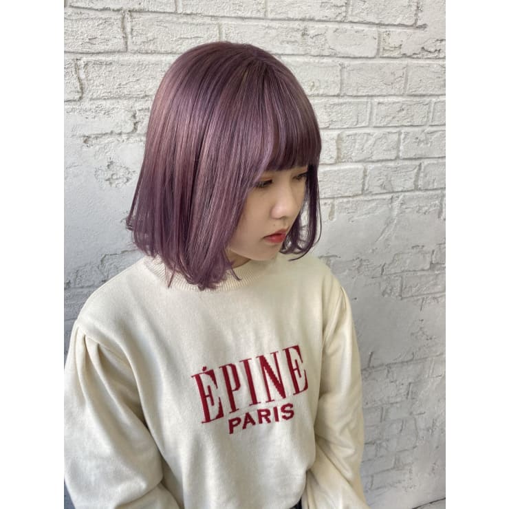 ピンクラベンダーピンクヘアカシスラベンダーカラーボブ4096 Prize 池袋西口店 プライズ のヘアスタイル 美容院 美容室を予約するなら楽天ビューティ
