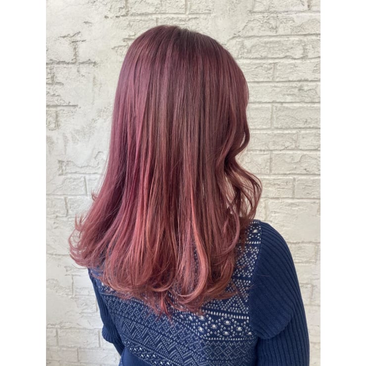 ピンクヘアベリーピンクブリーチカラー伸ばしかけロング4095 | prize