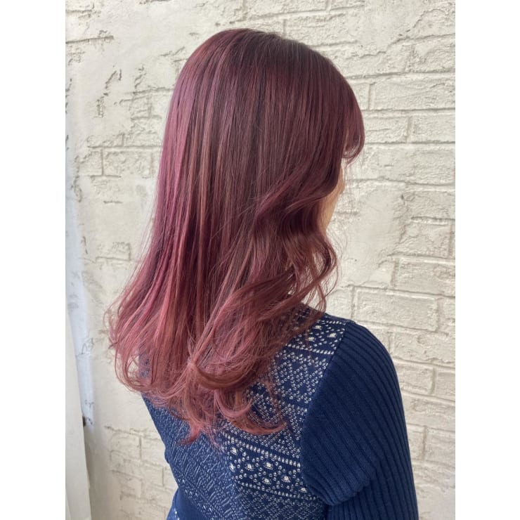ピンクヘアベリーピンクブリーチカラー伸ばしかけロング4095 | prize