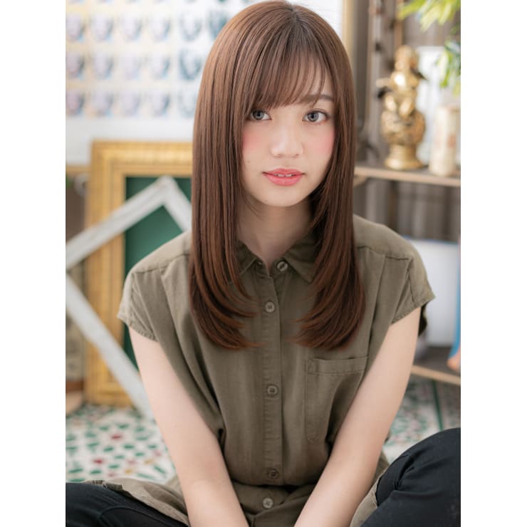 透け感斜めバング♪前下がり小顔ワンカール 似合わせカット