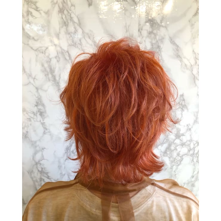 アプリコットオレンジのオレンジハイライト Flow フロー のヘアスタイル 美容院 美容室を予約するなら楽天ビューティ