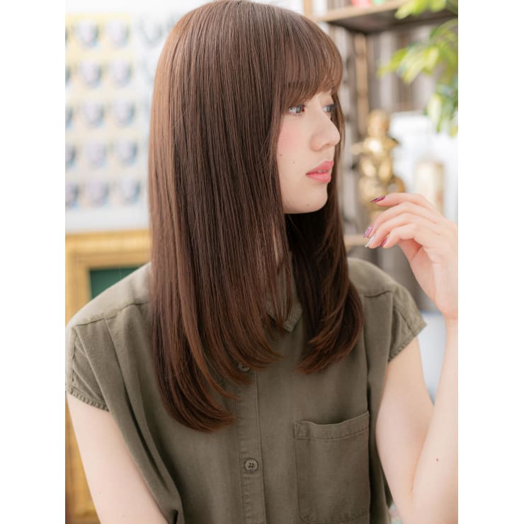 透け感斜めバング 前下がり小顔ワンカール ナチュラルカラー Cover Hair Bliss 大宮西口店 カバーヘアブリス オオミヤニシグチテン の ヘアスタイル 美容院 美容室を予約するなら楽天ビューティ