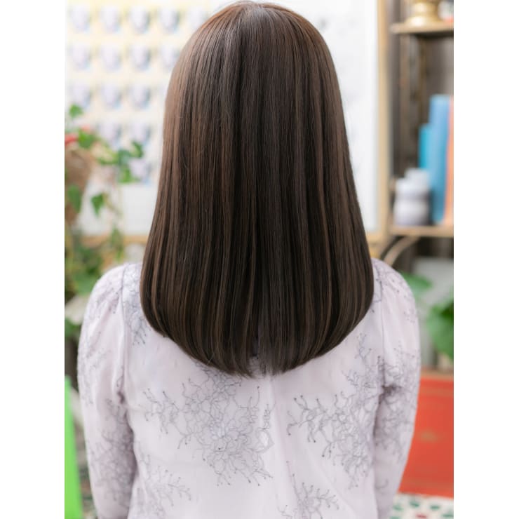 黒髪ローライトが大人かわいい小顔ワンカール シースルーカラー Cover Hair Spa Bliss 浦和西口店 髪質改善 縮毛矯正 ヘッドスパ カバーヘア アンド スパブリス ウラワニシグチテン のヘアスタイル 美容院 美容室を予約するなら楽天ビューティ