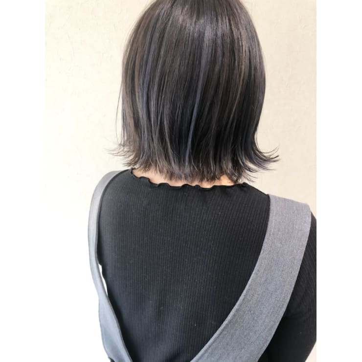 ハイライト ボブ ダークグレージュ 切りっぱなし | SUPER CUT 元町店