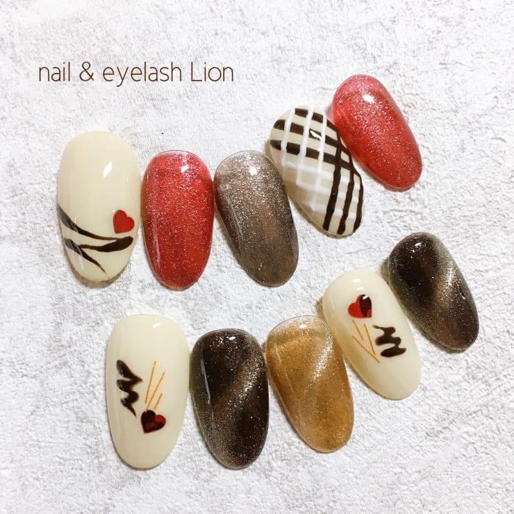 バレンタインネイル Nail Eyelash Lion 池袋 ネイルアンドアイラッシュ リオン イケブクロ のネイルデザイン ネイル まつげサロンを予約するなら楽天ビューティ