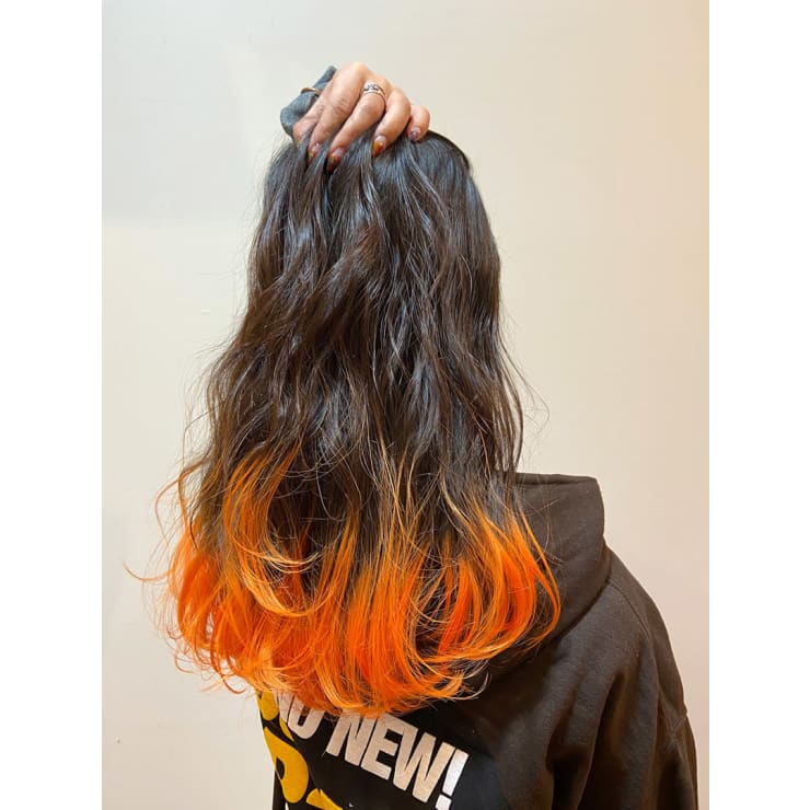 裾カラー☆グラデーション☆オレンジ | 美容室 アクイールグラッセ