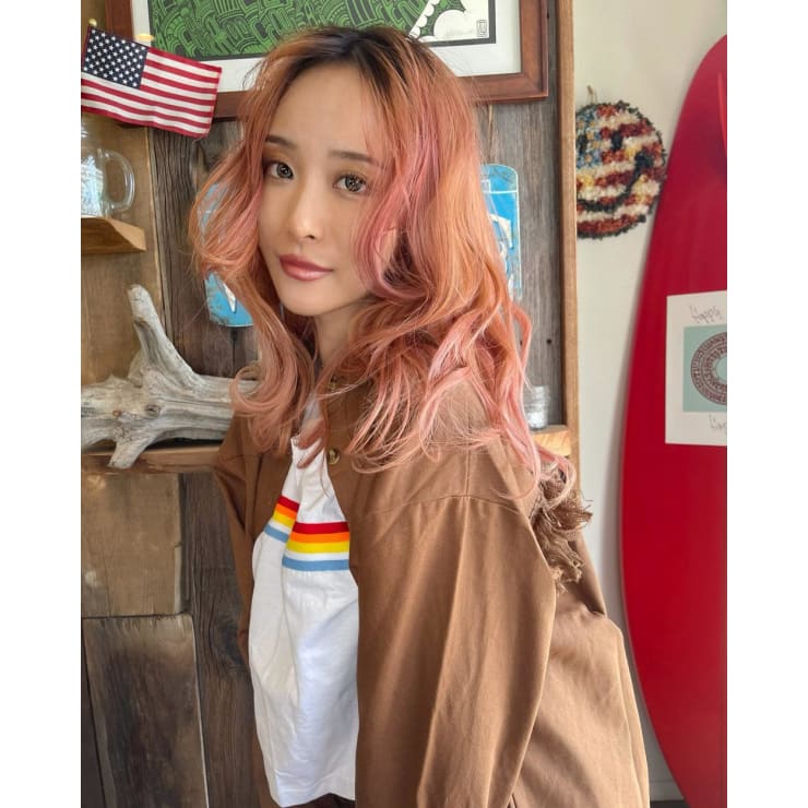 ☆ウルフロングレイヤー×サーモンピンクベージュ☆ | Aco(アコ)のヘア