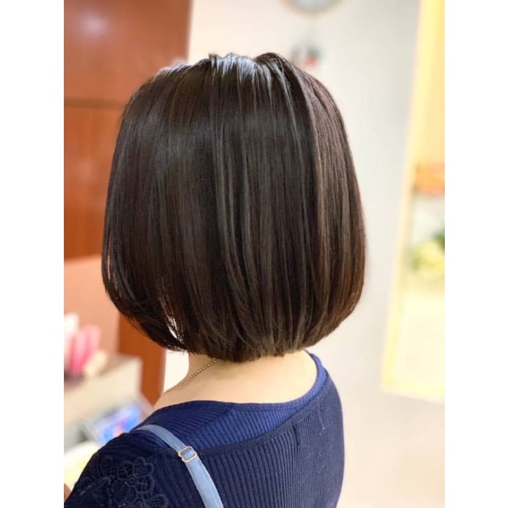 小顔ボブ 前上がりボブ ナチュラルブラウン 白髪染め 30代 Qualis 上福岡店 クオリスカミフクオカテン のヘアスタイル 美容院 美容室を予約するなら楽天ビューティ