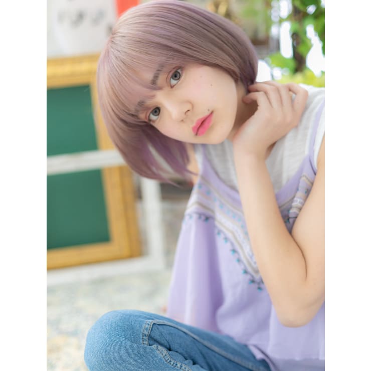 ツヤ髪ラベンダーカラー透け感前下がりボブ アニメカラー Cover Hair Bliss 川口東口駅前店 髪質改善 縮毛矯正 ヘッドスパ カバーヘアブリス カワグチヒガシグチエキマエテン のヘアスタイル 美容院 美容室を予約するなら楽天ビューティ