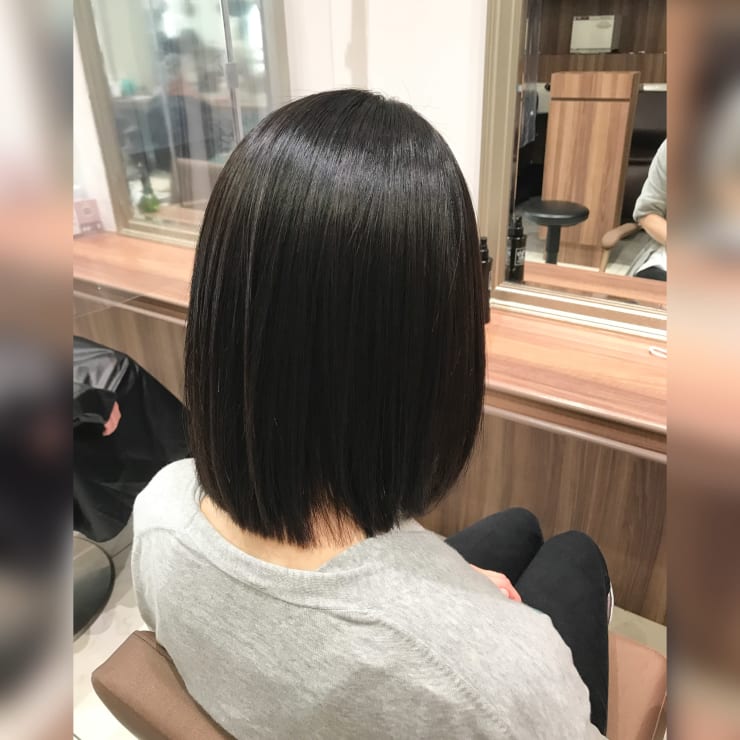 ナチュラル縮毛矯正 膨らみ過ぎない切りっぱなしボブ Ash 川崎店 アッシュカワサキテン のヘアスタイル 美容院 美容室を予約するなら楽天ビューティ
