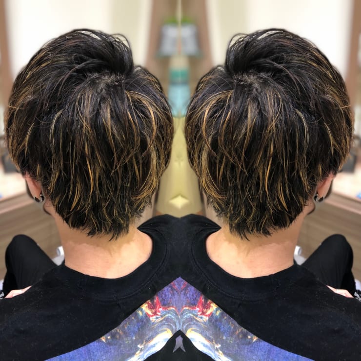 メンズハイライトショート Ash 津田沼店 アッシュ ツダヌマテン のヘアスタイル 美容院 美容室を予約するなら楽天ビューティ