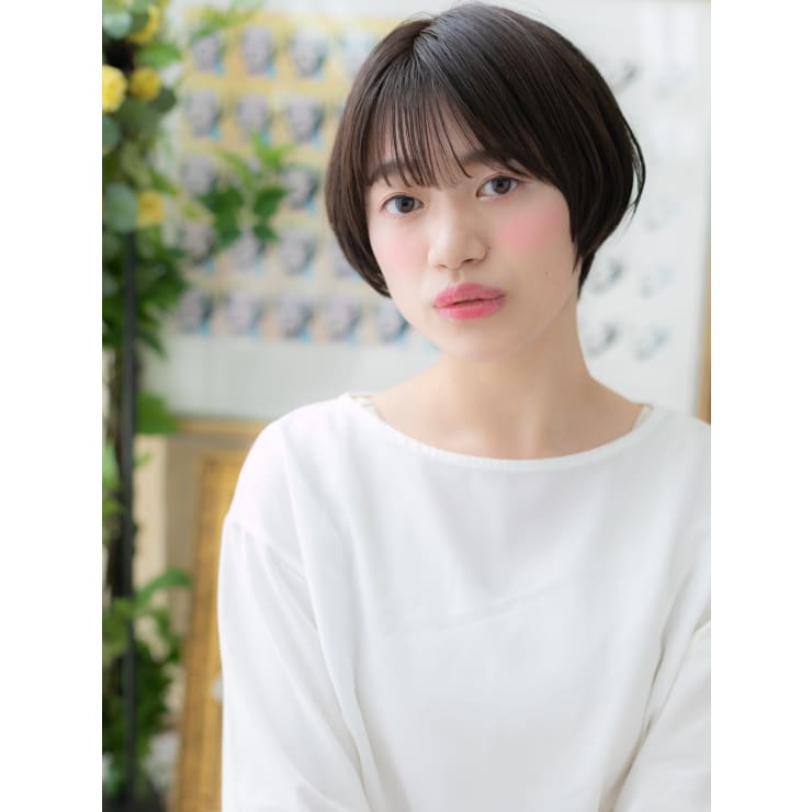 シースルーバング黒髪丸みショート大人ボブ チャコールグレー Cover Hair Spa Bliss 浦和西口店 カバーヘア アンド スパブリス ウラワニシグチテン のヘアスタイル 美容院 美容室を予約するなら楽天ビューティ