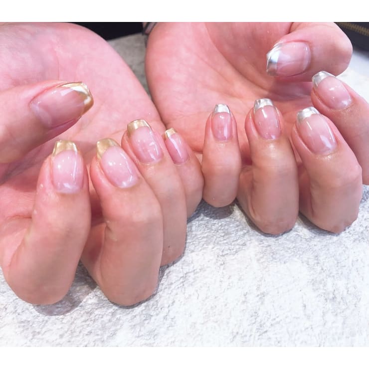 61))ミラーネイル ぷっくり シルバーネイル ネイルチップ