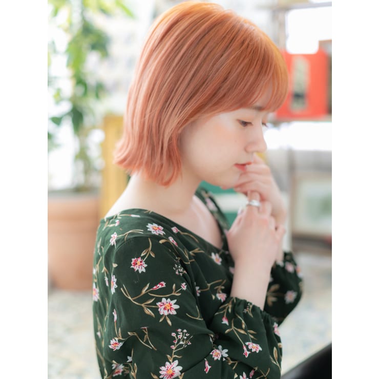 オレンジブラウン☆韓国風小顔外ハネボブディ ボブショート | COVER