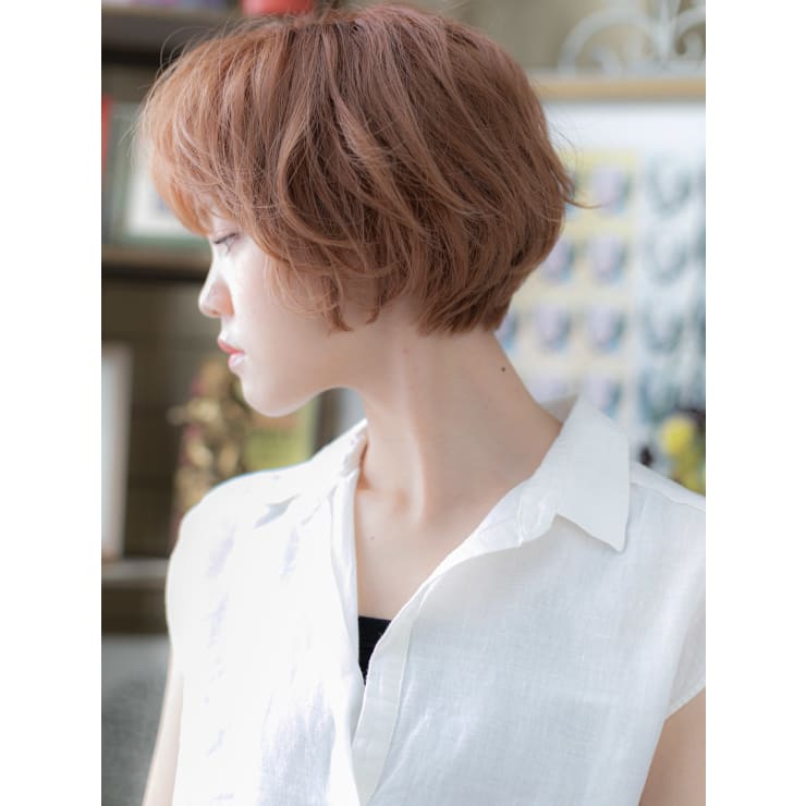 外国人風ピンクブラウンくせ毛風ボブショート 艶カラー Cover Hair Bliss 大宮西口店 カバーヘアブリス オオミヤニシグチテン のヘアスタイル 美容院 美容室を予約するなら楽天ビューティ