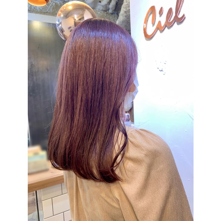ブリーチなし 艶々ピンクブラウン Ciel シエル のヘアスタイル 美容院 美容室を予約するなら楽天ビューティ