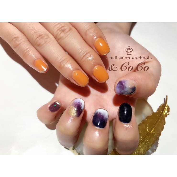 ビビッドニュアンスアシメネイル Nailsalon School Coco ネイルサロンスクールアンドココ のネイルデザイン ネイル まつげサロンを予約するなら楽天ビューティ