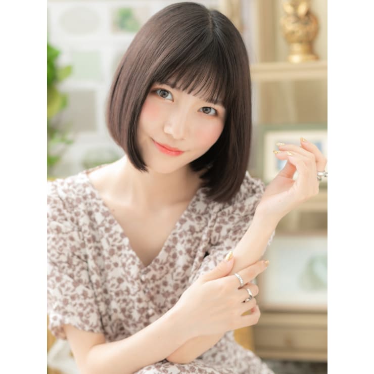 黒髪シースルーバング小顔切りっぱなしボブ 黒髪アッシュ Cover Hair Bliss 戸田公園西口店 カバーヘアブリス トダコウエンニシグチテン のヘアスタイル 美容院 美容室を予約するなら楽天ビューティ