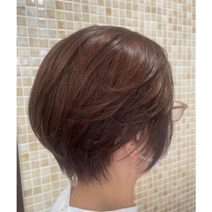 人毛100% ショートボブスタイル　ブラウン　未使用 人毛100% ショートボブスタイル ブラウン 未使用