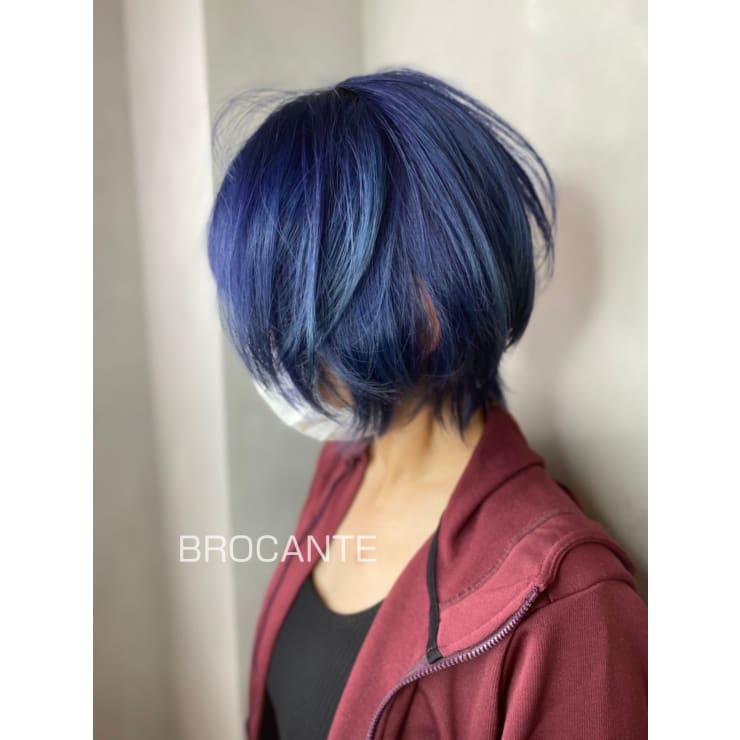 青髪 blue ショートボブ wカラー ハイトーン | L'atelier BROCANTE