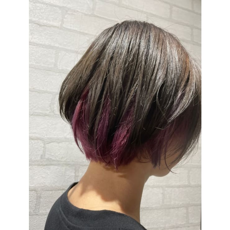 インナーカラー ショートカット ケアブリーチ ピンク モテ髪 Vis Hair Beauty 西新井店 ビス ヘアーアンドビューティー ニシアライテン のヘアスタイル 美容院 美容室を予約するなら楽天ビューティ